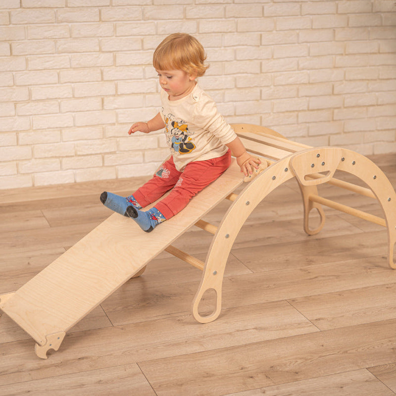 Design4Kids 3-in-1 Montessori Kletterset L - Kletterdreieck, Rutsche & Wippe