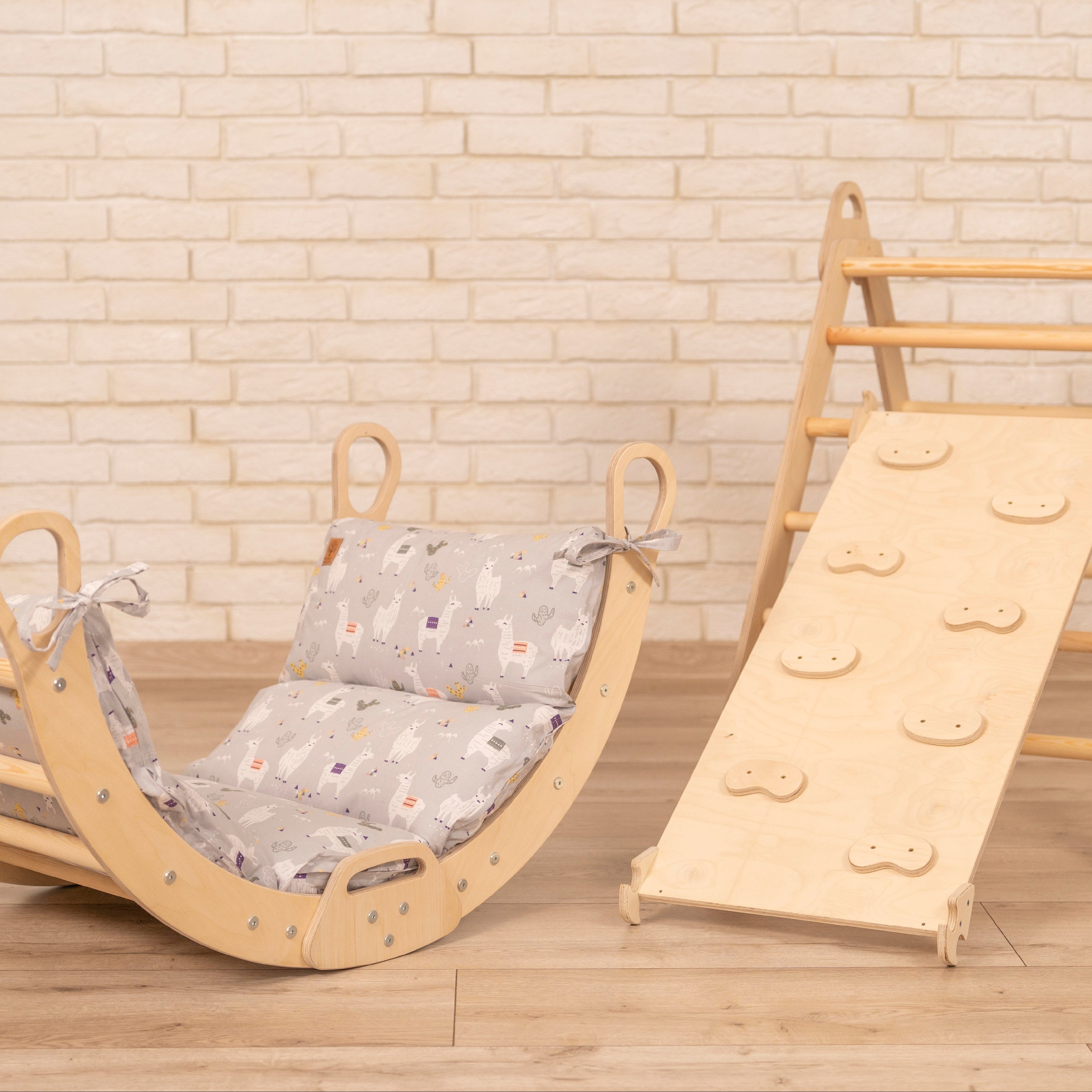 Design4Kids 3-in-1 Montessori Kletterset L - Kletterdreieck, Rutsche & Wippe