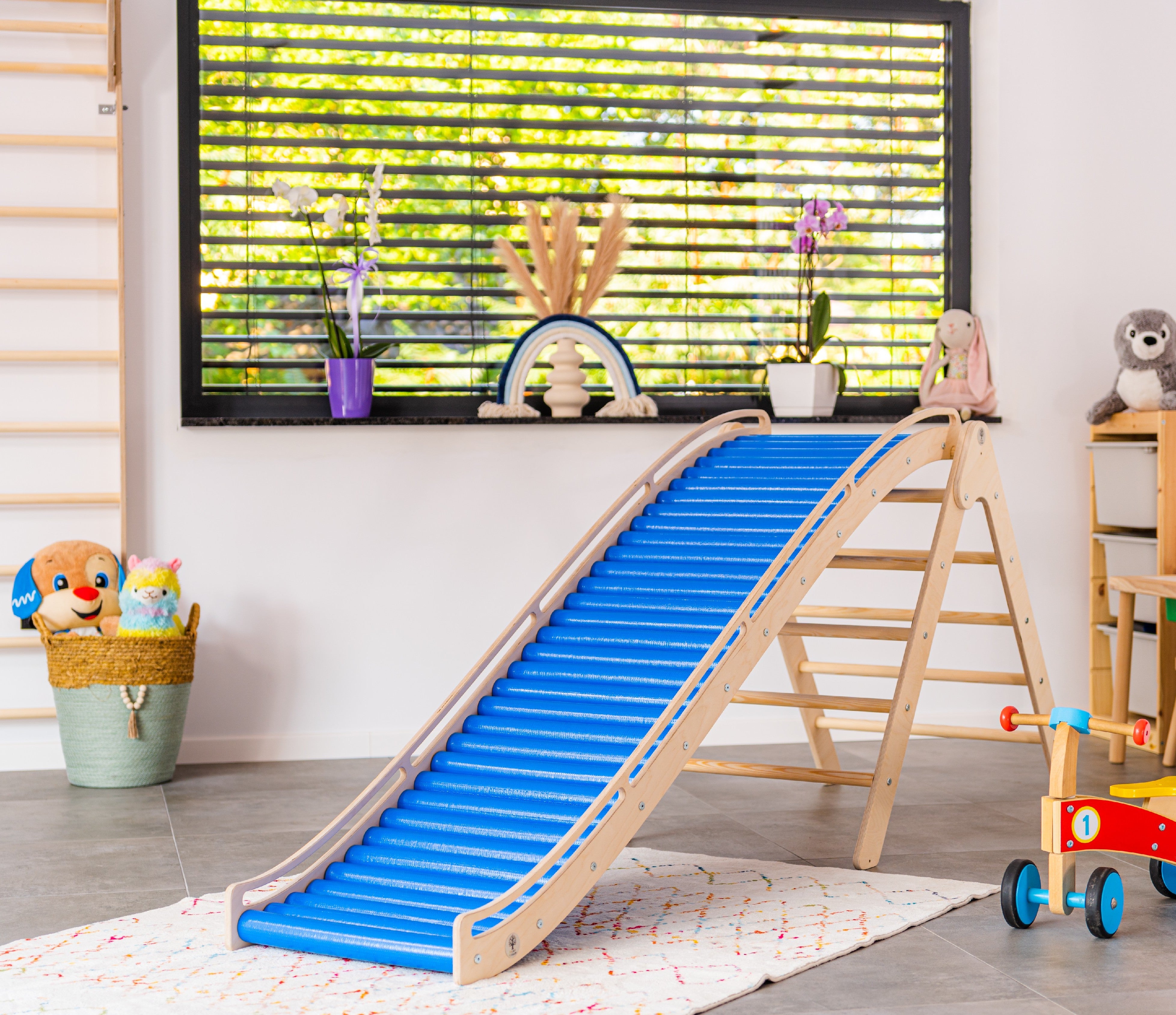 Design4Kids 2-in-1 Montessori Kletterset XL - Kletterdreieck mit Wellenrutsche