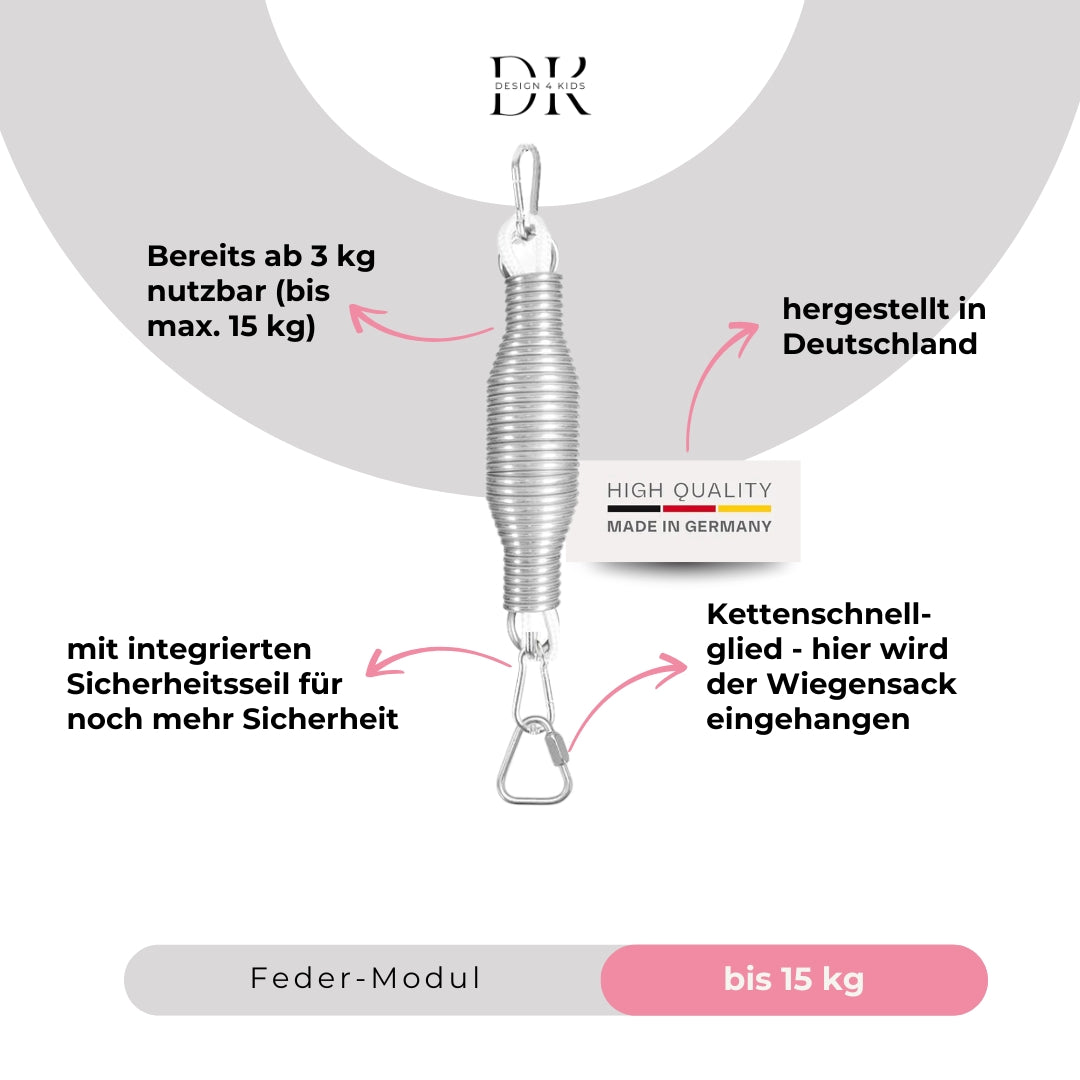 Design4Kids Federwiege Baby Classic, Bio-Baumwolle mit Motor & TIPI-Gestell