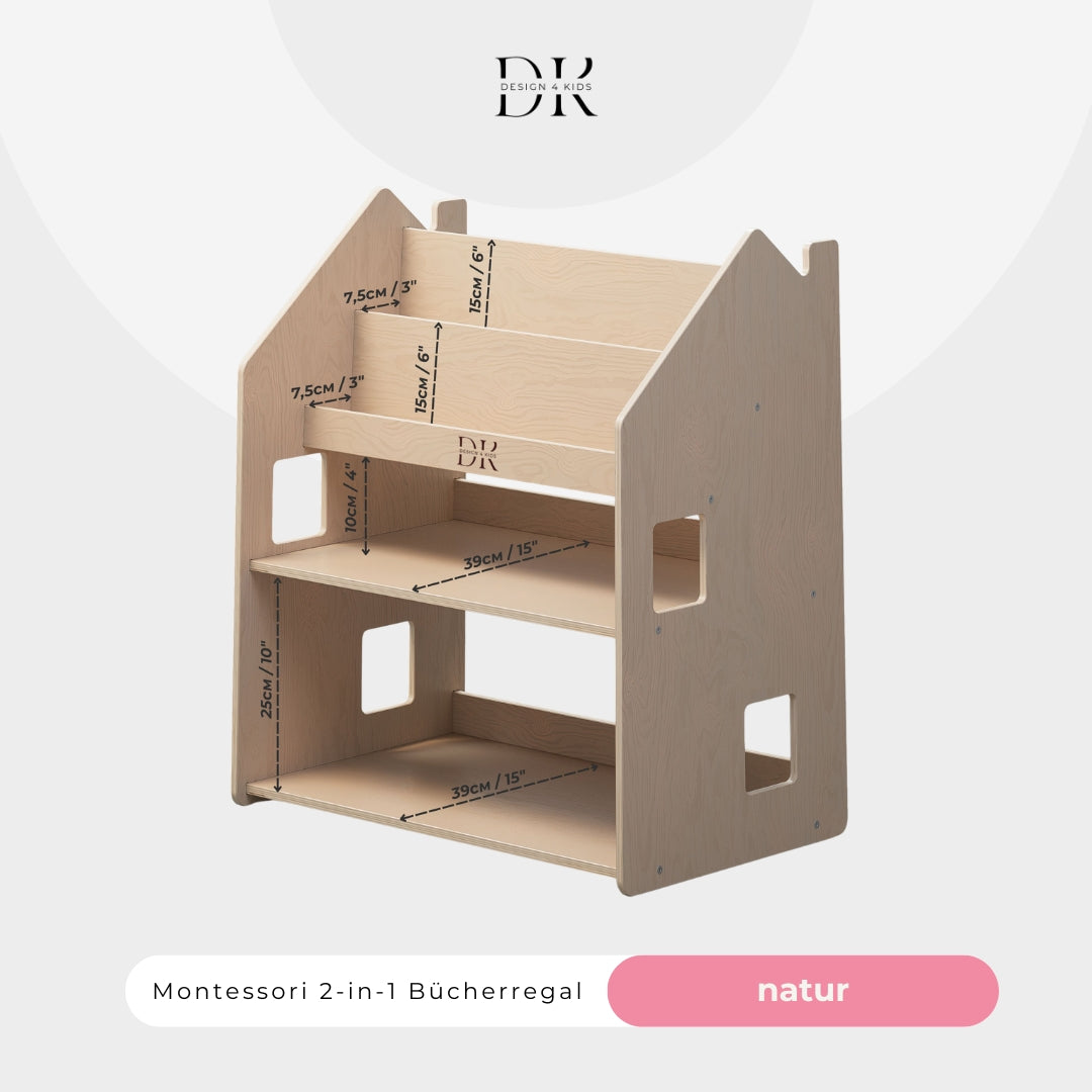 Design4Kids Montessori 2-in-1 Bücherregal für Kinder