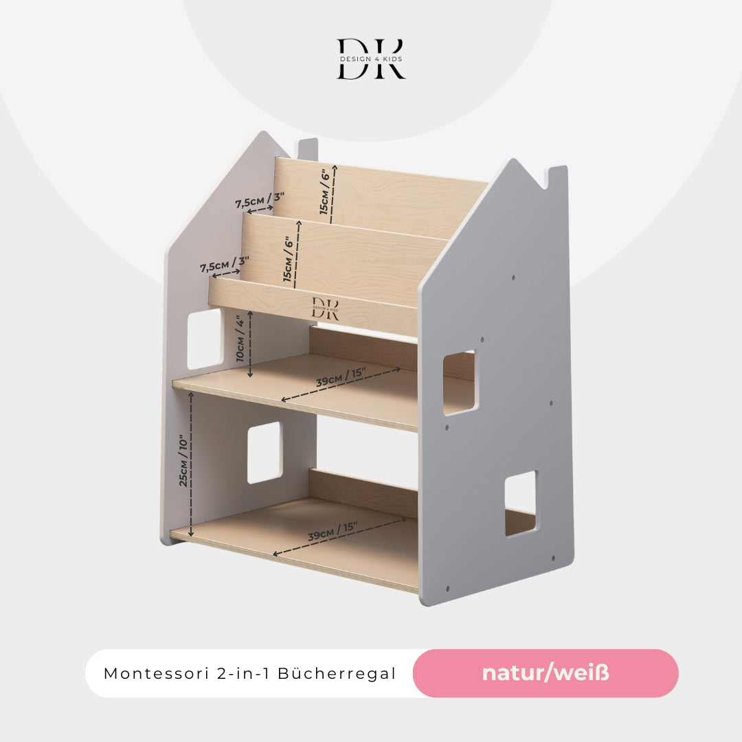 Design4Kids Montessori 2-in-1 Bücherregal für Kinder