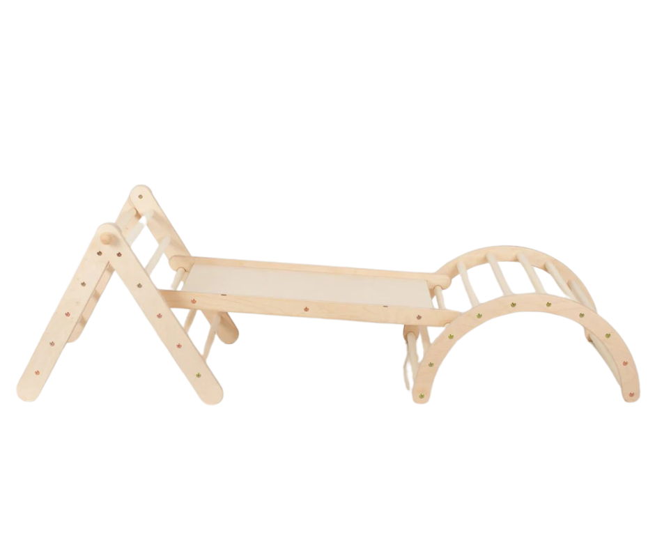 Design4Kids Montessori Kletterset Galagos - Pikler Kletterdreieck mit Rutsche und Kletterbogen