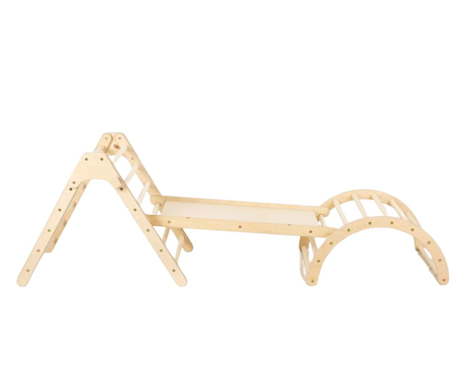 Design4Kids Montessori Kletterset Tarsier - Pikler-Kletterdreieck mit Rutsche und Kletterbogen