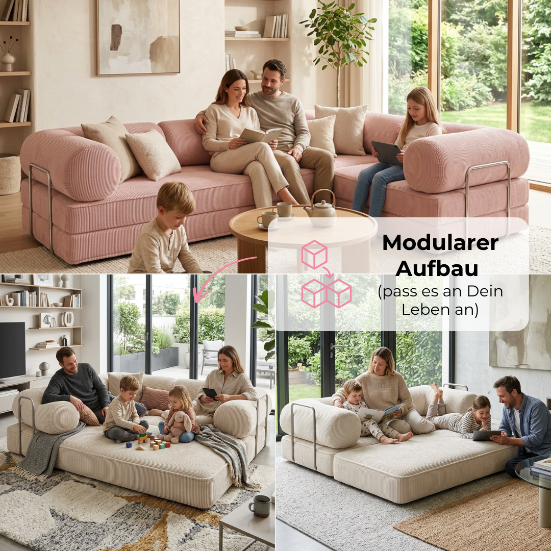 Design4Kids Family Ecksofa 3-Sitzer Jewel Cord Corner 300