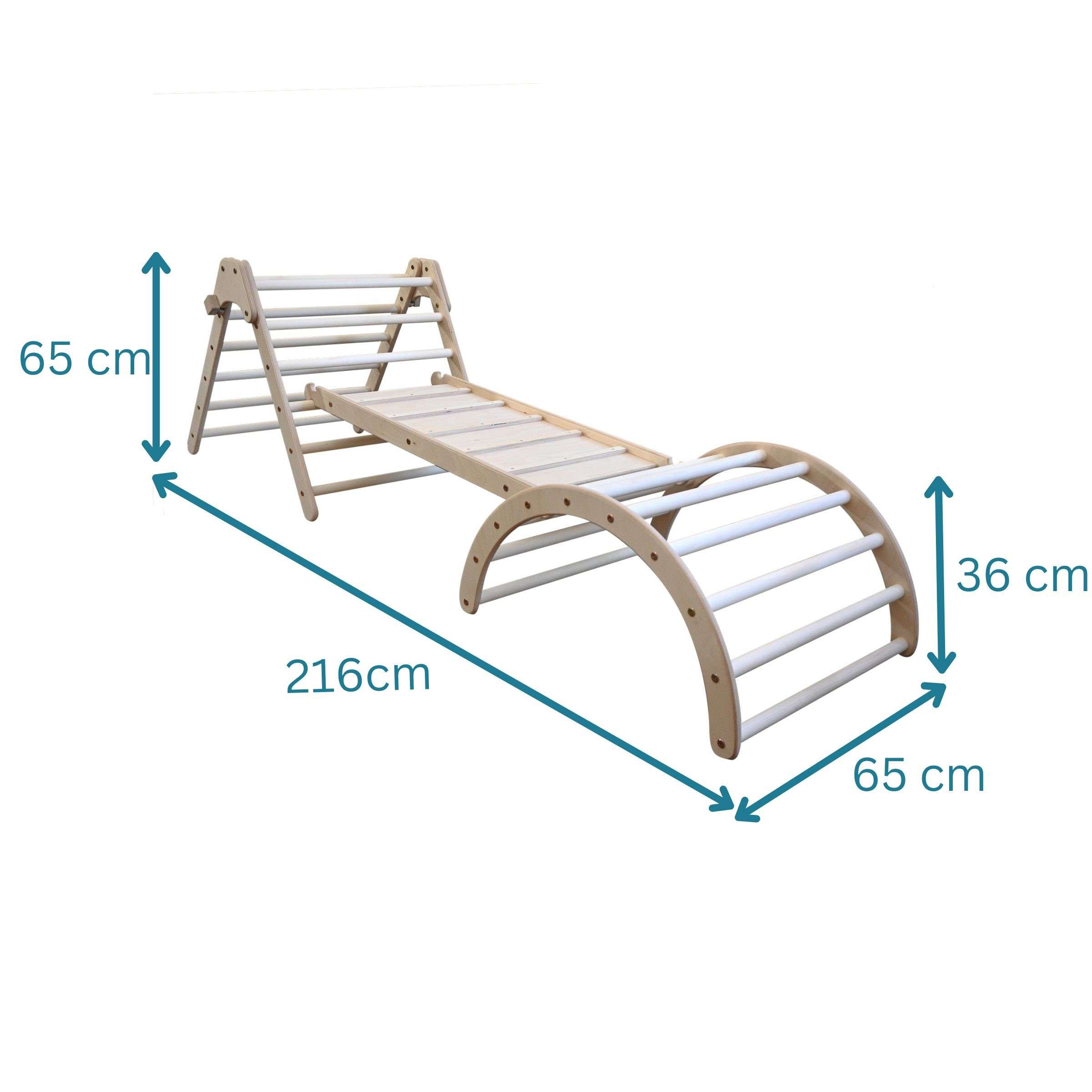 Design4Kids Montessori Kletterset Tarsier - Pikler-Kletterdreieck mit Rutsche und Kletterbogen
