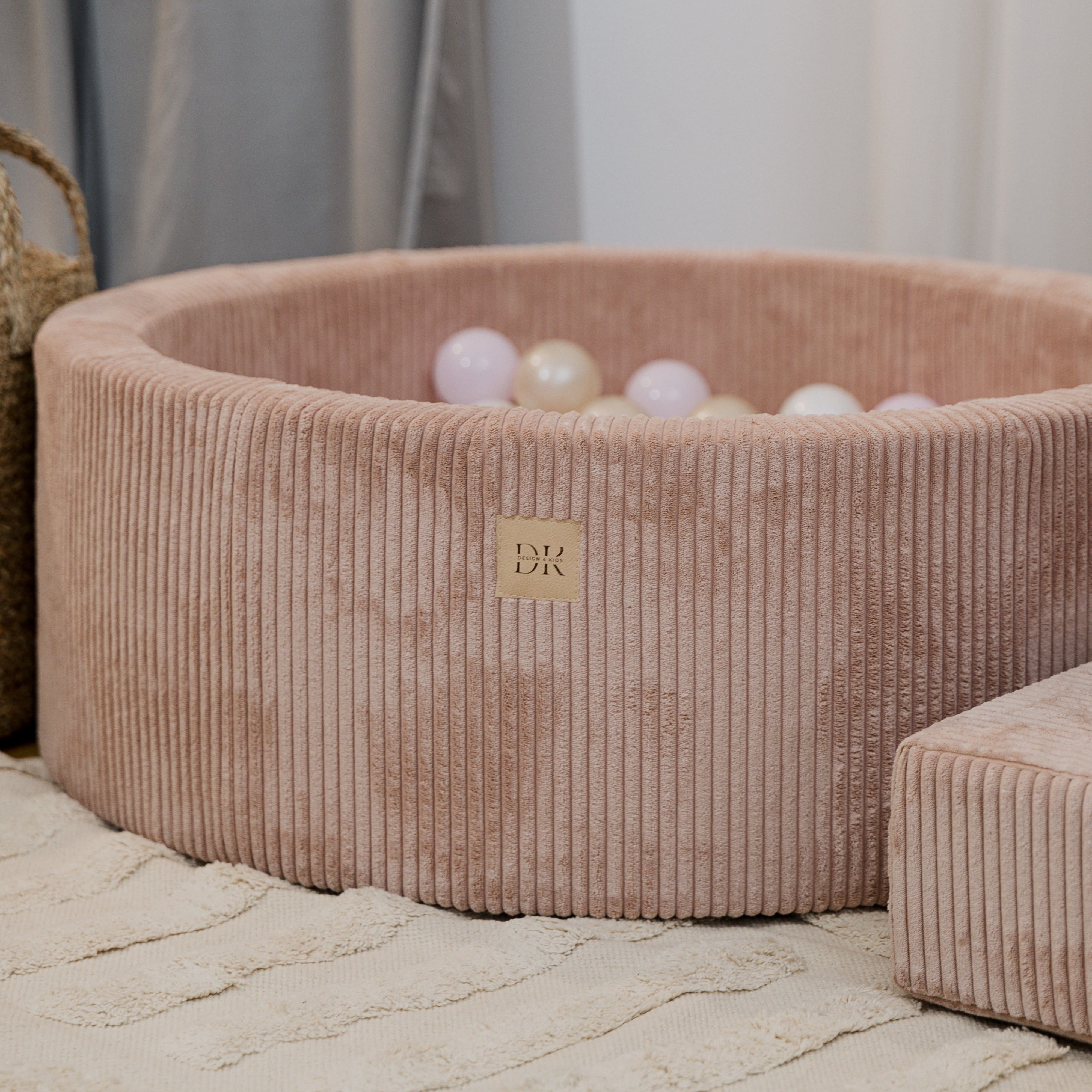 Design4Kids Bällebad Jewel 90x30cm Cord blushed rose mit 200 Bällen - pearl, hellpinkpearl, gold
