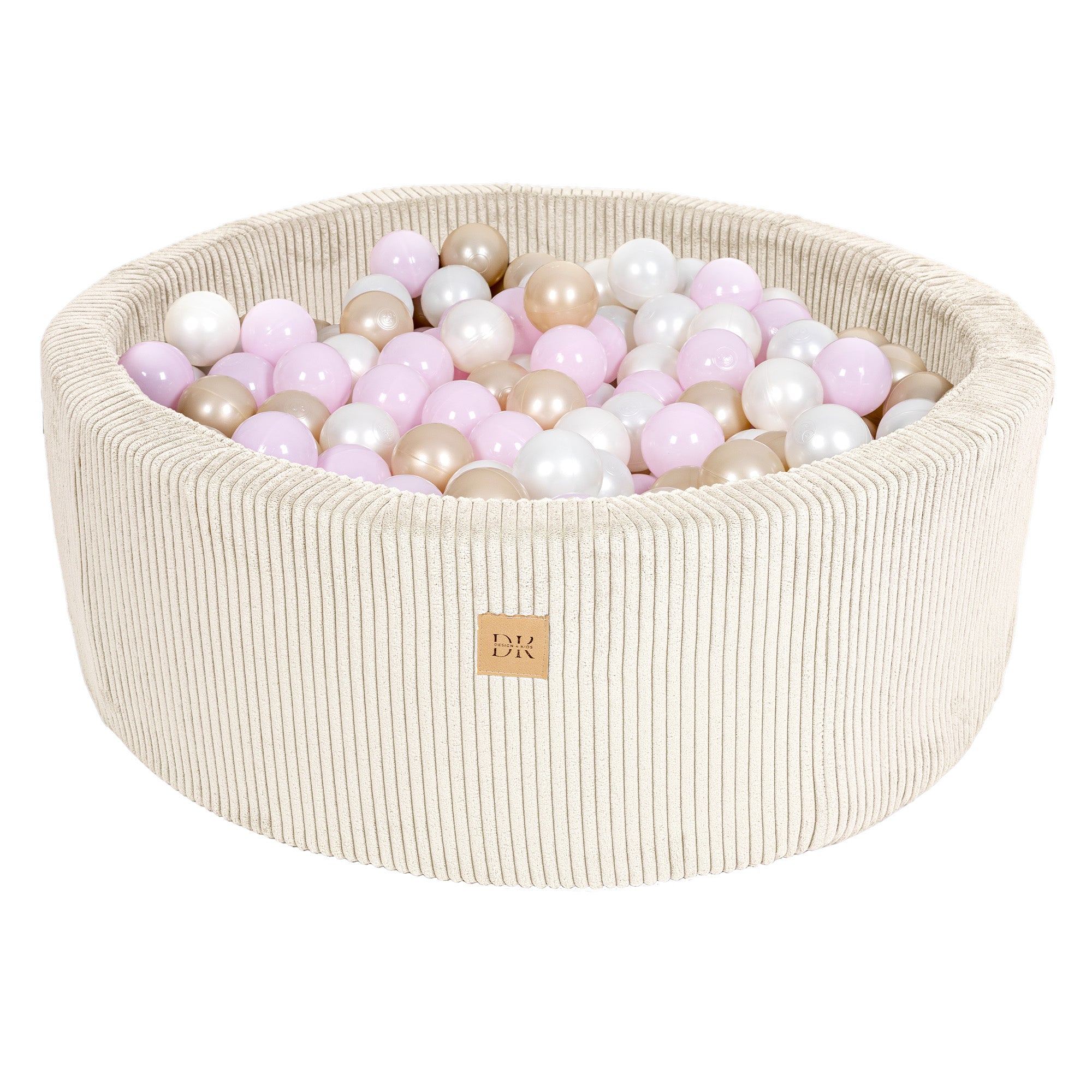 Design4Kids Bällebad Jewel 90x30cm Cord almond beige, 200 Bälle - eigene Farbauswahl