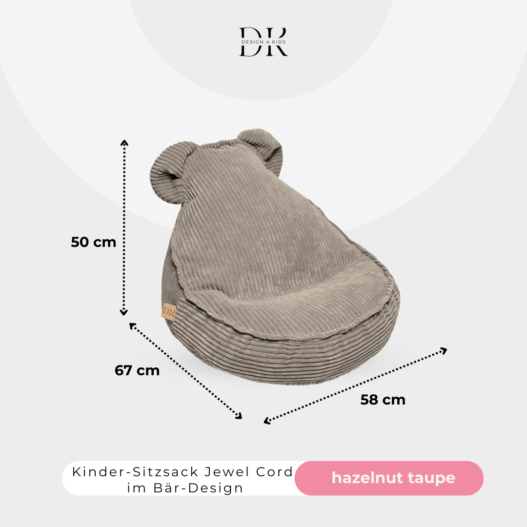 Design4Kids Kinder-Sitzsack Jewel Cord im Bär-Design