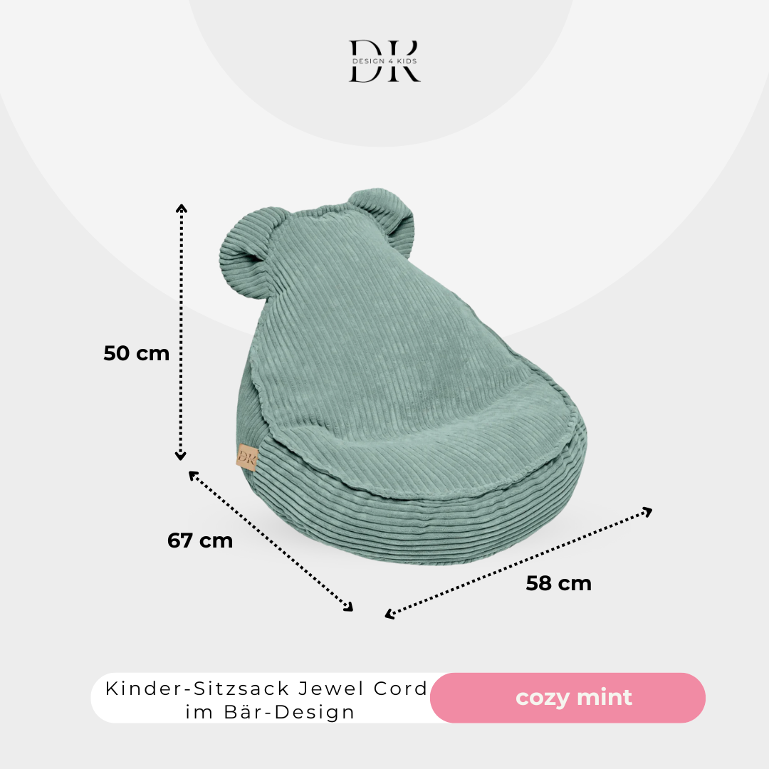 Design4Kids Kinder-Sitzsack Jewel Cord im Bär-Design