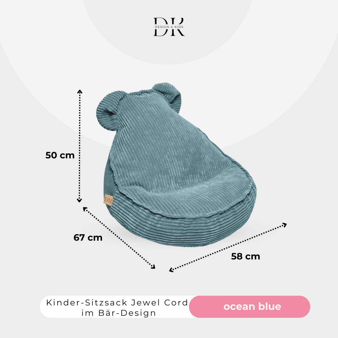 Design4Kids Kinder-Sitzsack Jewel Cord im Bär-Design