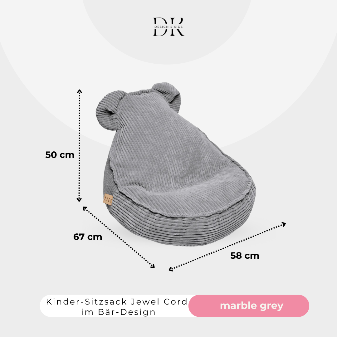 Design4Kids Kinder-Sitzsack Jewel Cord im Bär-Design