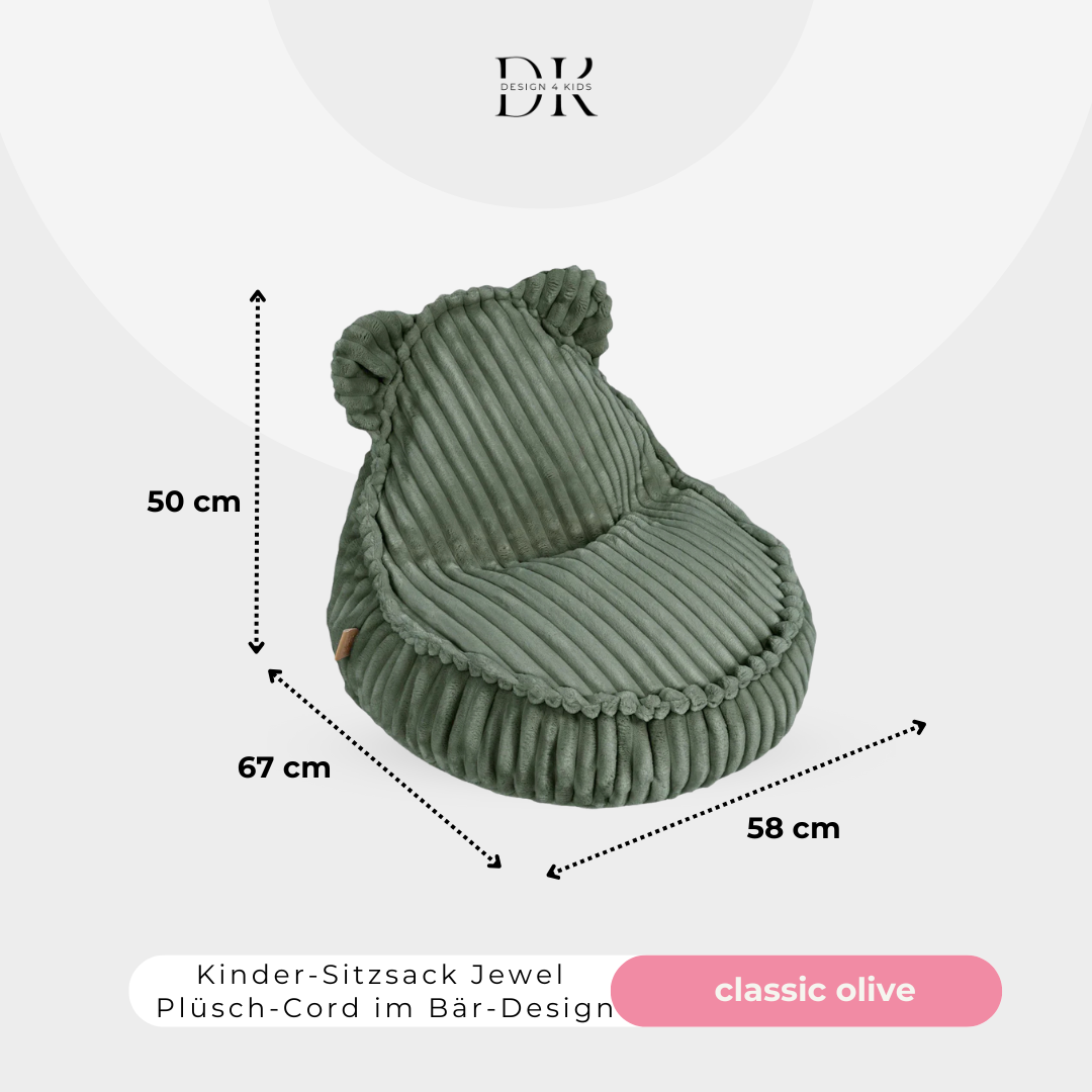 Design4Kids Kinder-Sitzsack Jewel Plüsch-Cord im Bär-Design