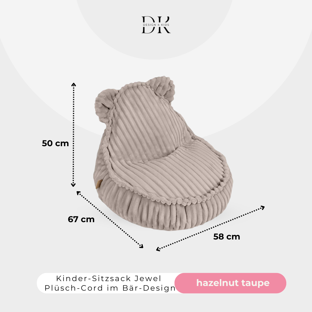 Design4Kids Kinder-Sitzsack Jewel Plüsch-Cord im Bär-Design