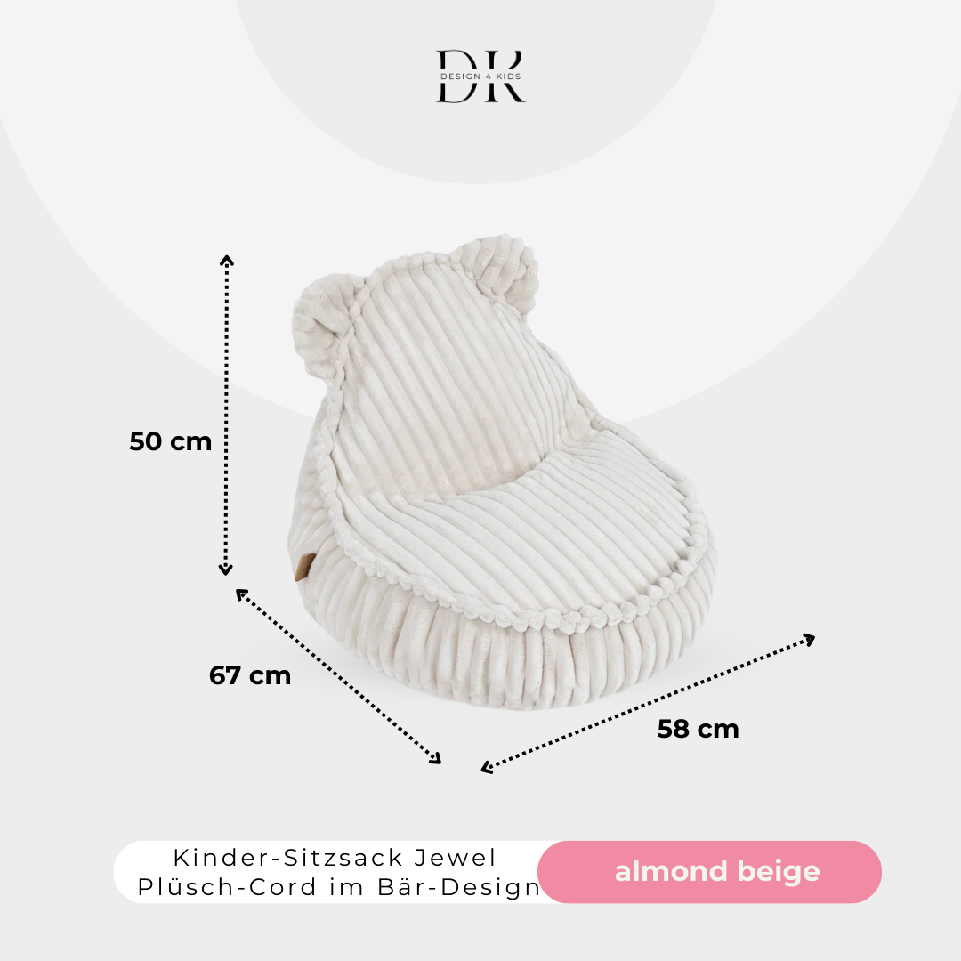 Design4Kids Kinder-Sitzsack Jewel Plüsch-Cord im Bär-Design