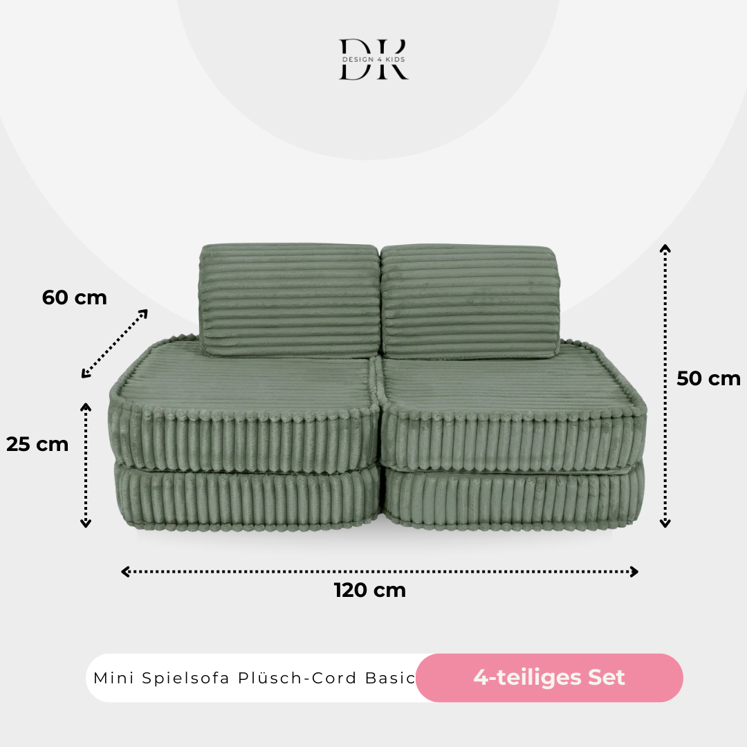 Design4Kids Mini Spielsofa Jewel Plüsch-Cord Basic