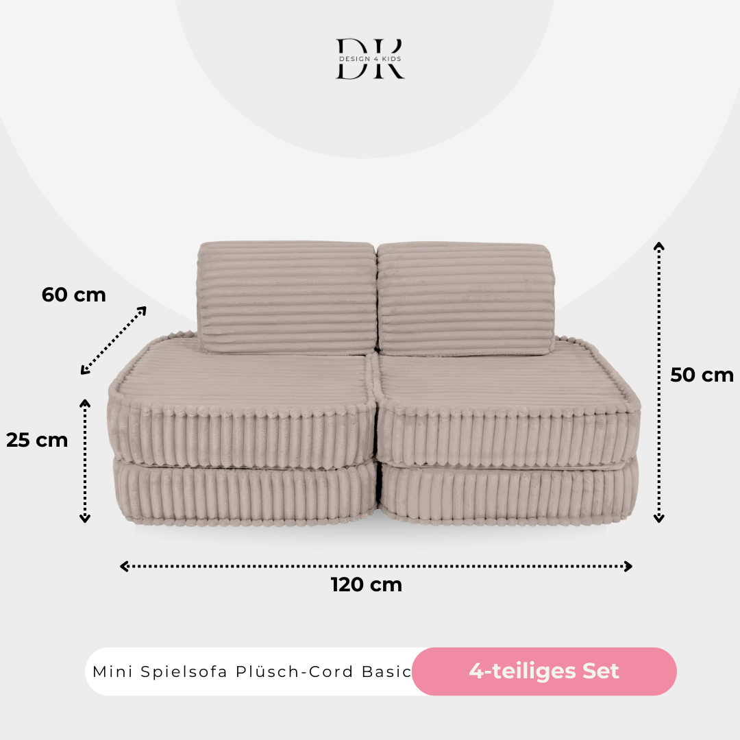 Design4Kids Mini Spielsofa Jewel Plüsch-Cord Basic