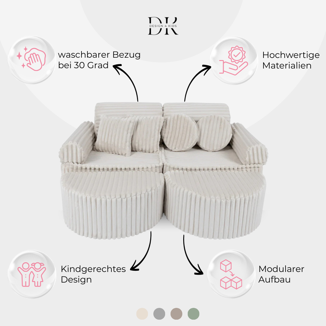 Design4Kids Mini Spielsofa Jewel Plüsch-Cord Max