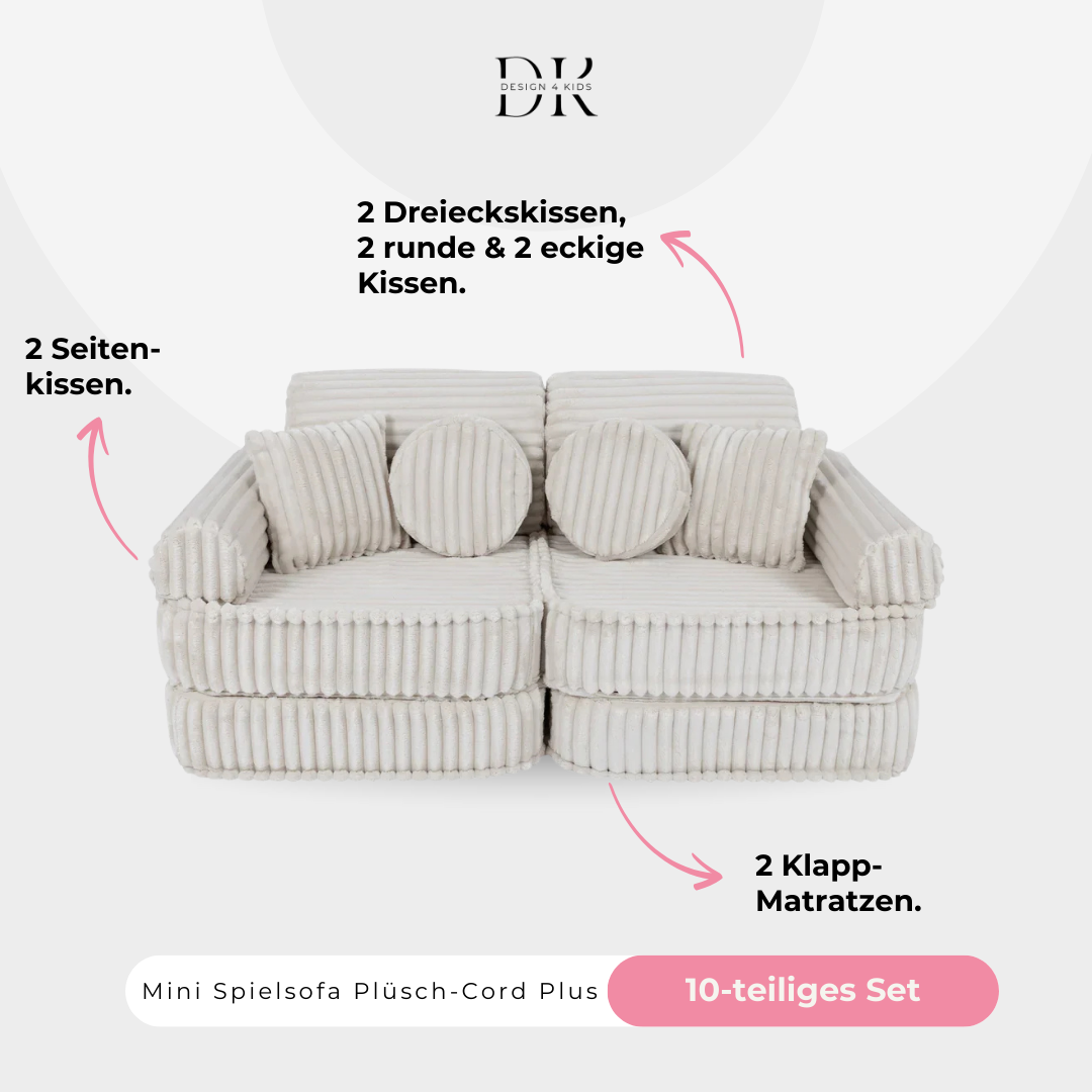 Design4Kids Mini Spielsofa Jewel Plüsch-Cord Plus
