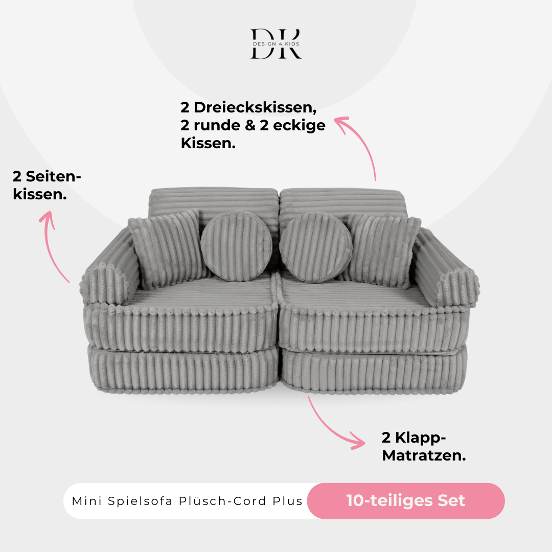 Design4Kids Mini Spielsofa Jewel Plüsch-Cord Plus