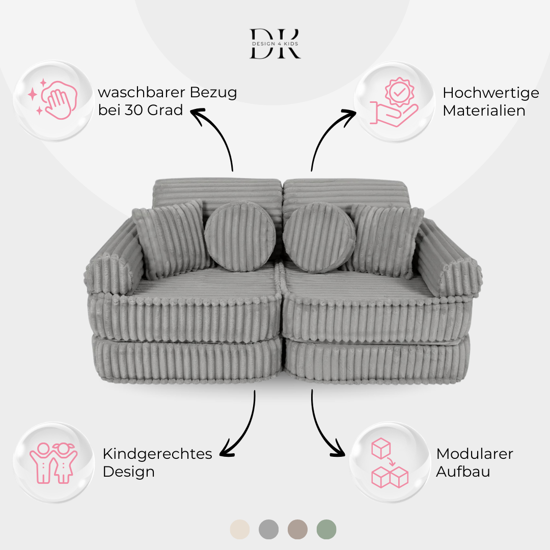 Design4Kids Mini Spielsofa Jewel Plüsch-Cord Plus
