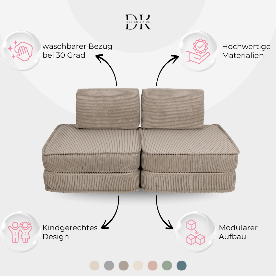 Design4Kids Mini Spielsofa Jewel Cord Basic