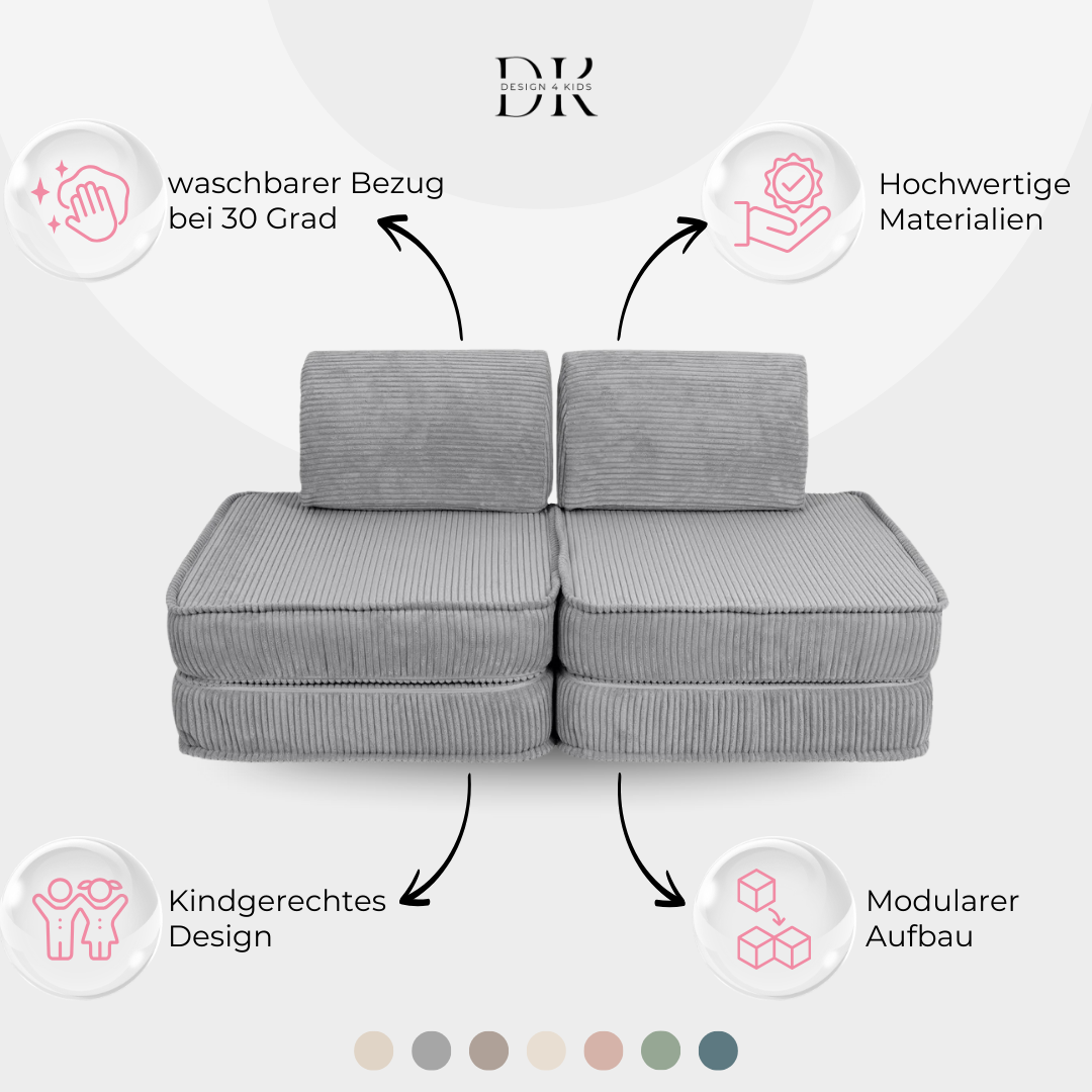 Design4Kids Mini Spielsofa Jewel Cord Basic