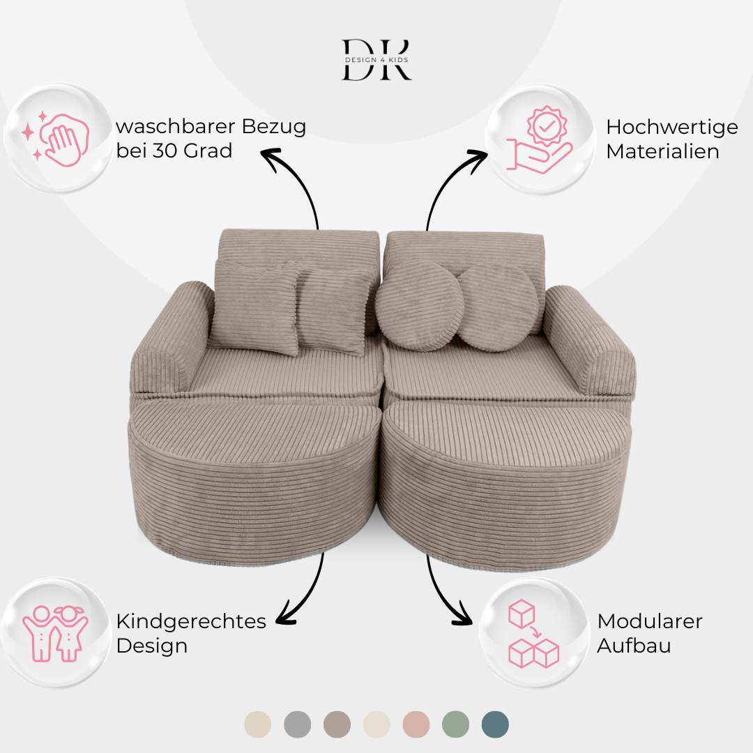 Design4Kids Mini Spielsofa Jewel Cord Max