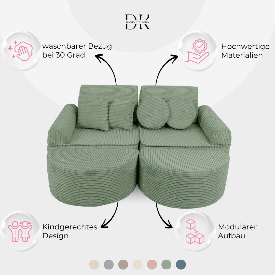 Design4Kids Mini Spielsofa Jewel Cord Max