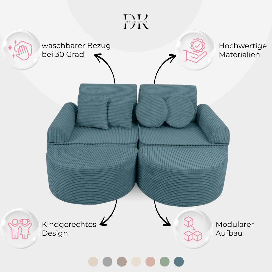 Design4Kids Mini Spielsofa Jewel Cord Max