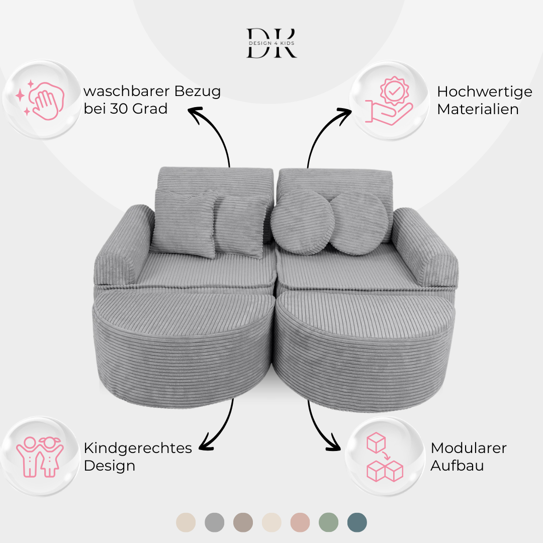 Design4Kids Mini Spielsofa Jewel Cord Max
