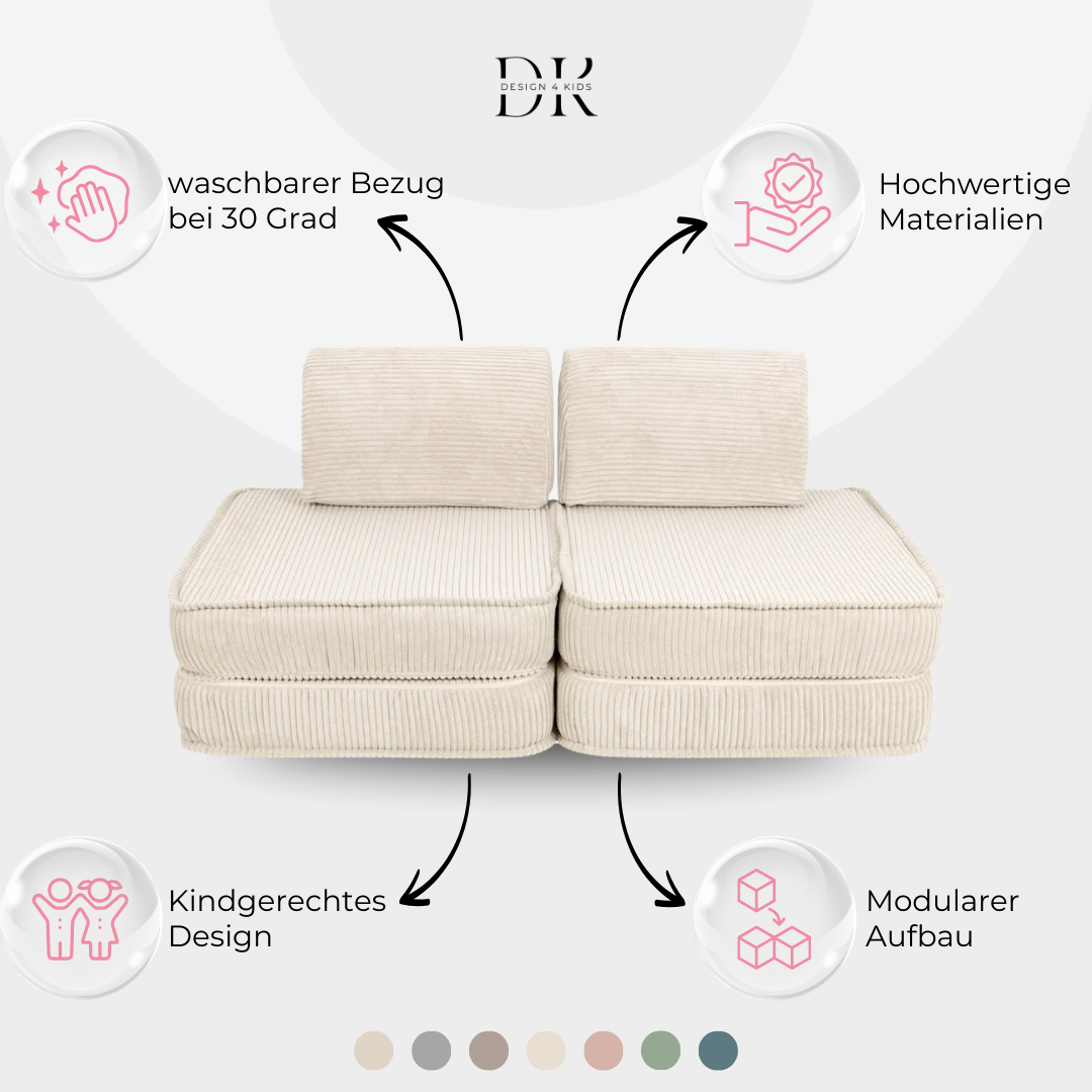 Design4Kids Mini Spielsofa Jewel Cord Basic