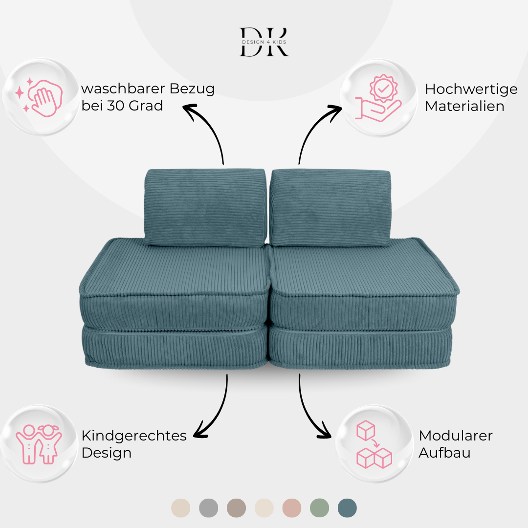 Design4Kids Mini Spielsofa Jewel Cord Basic