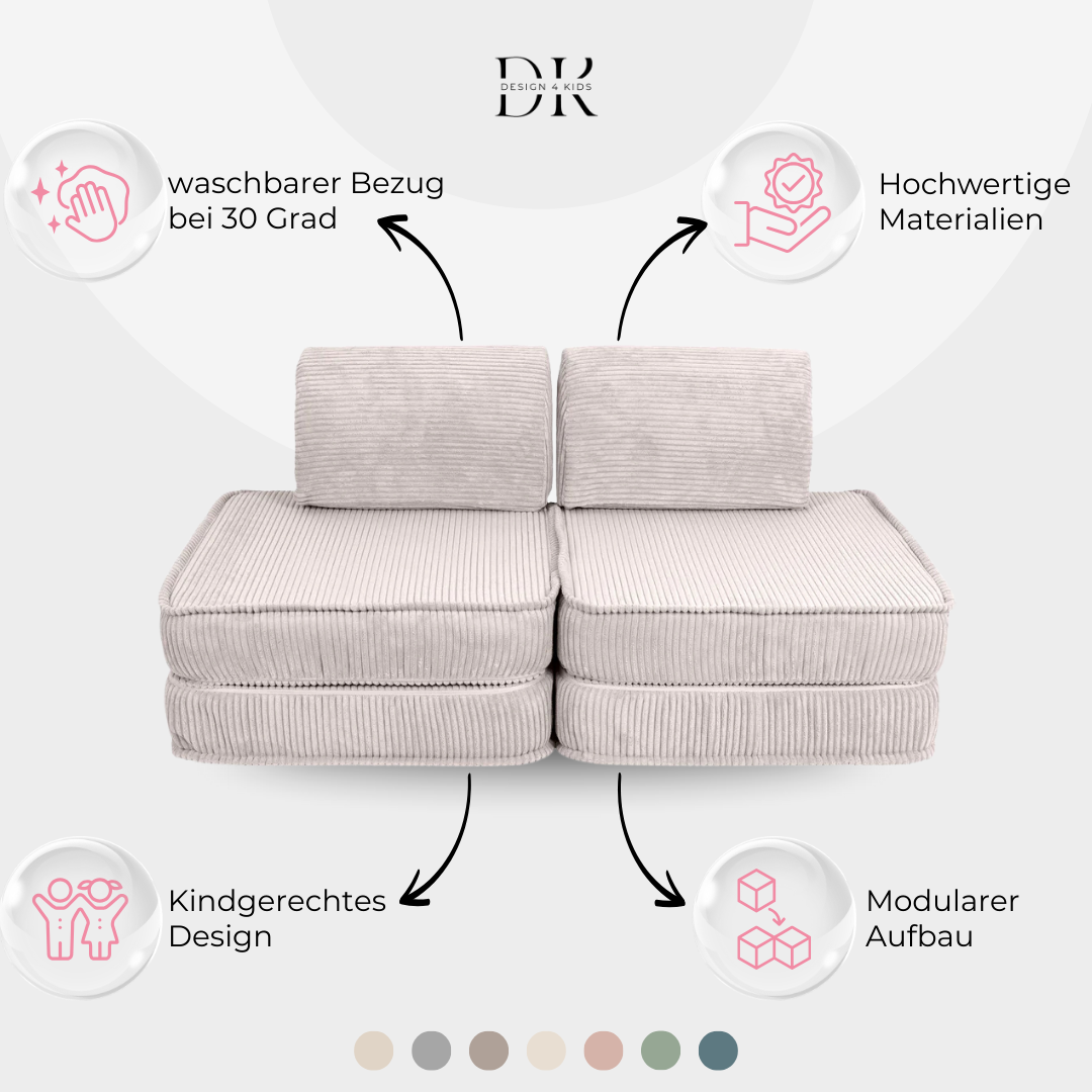 Design4Kids Mini Spielsofa Jewel Cord Basic