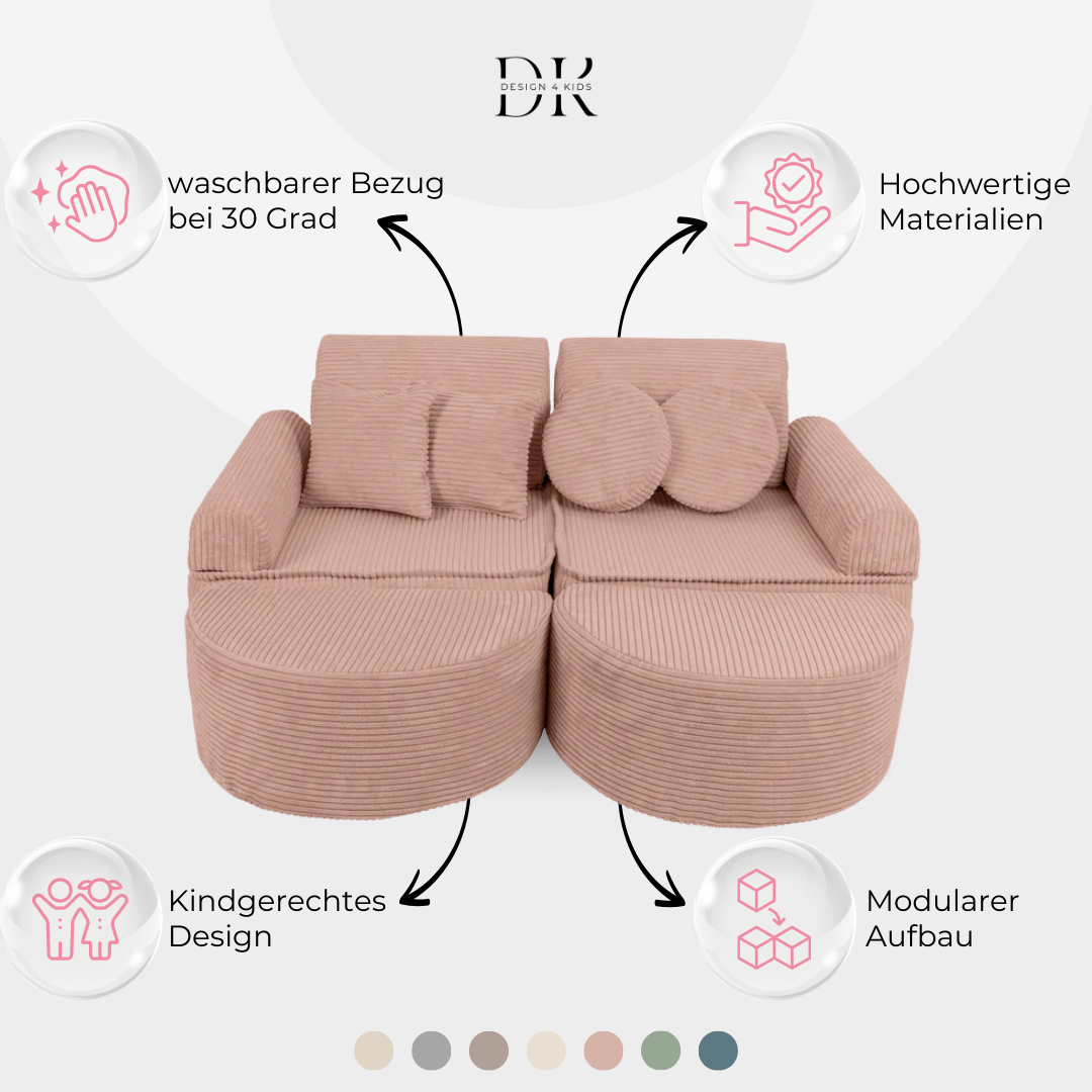 Design4Kids Mini Spielsofa Jewel Cord Max