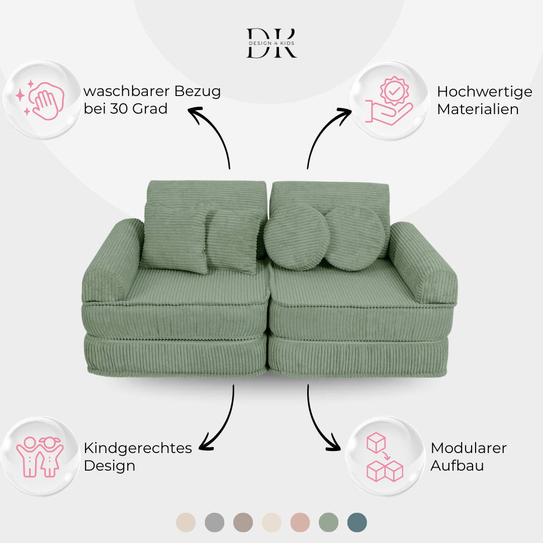 Design4Kids Mini Spielsofa Jewel Cord Plus