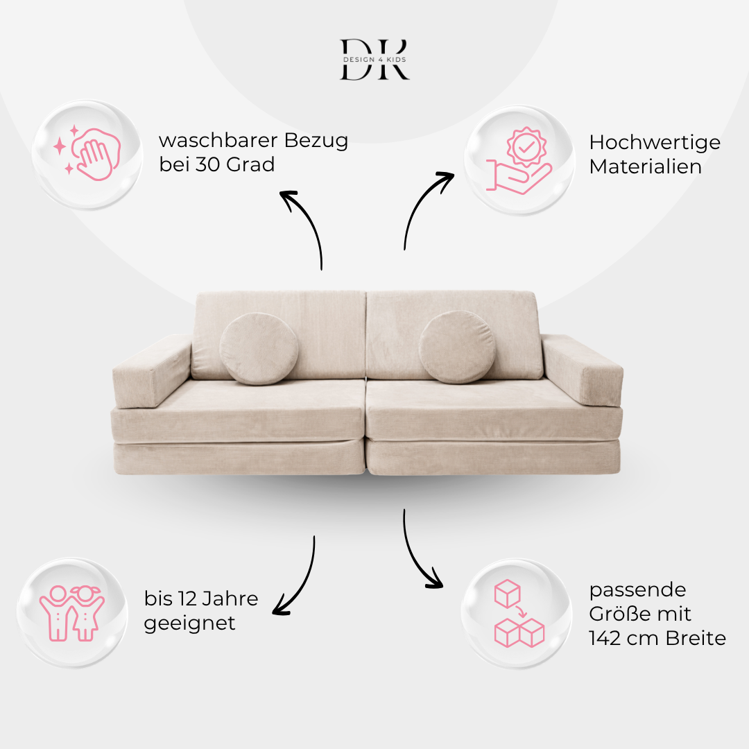 Design4Kids Spielsofa Slim-Cord Mini Grande