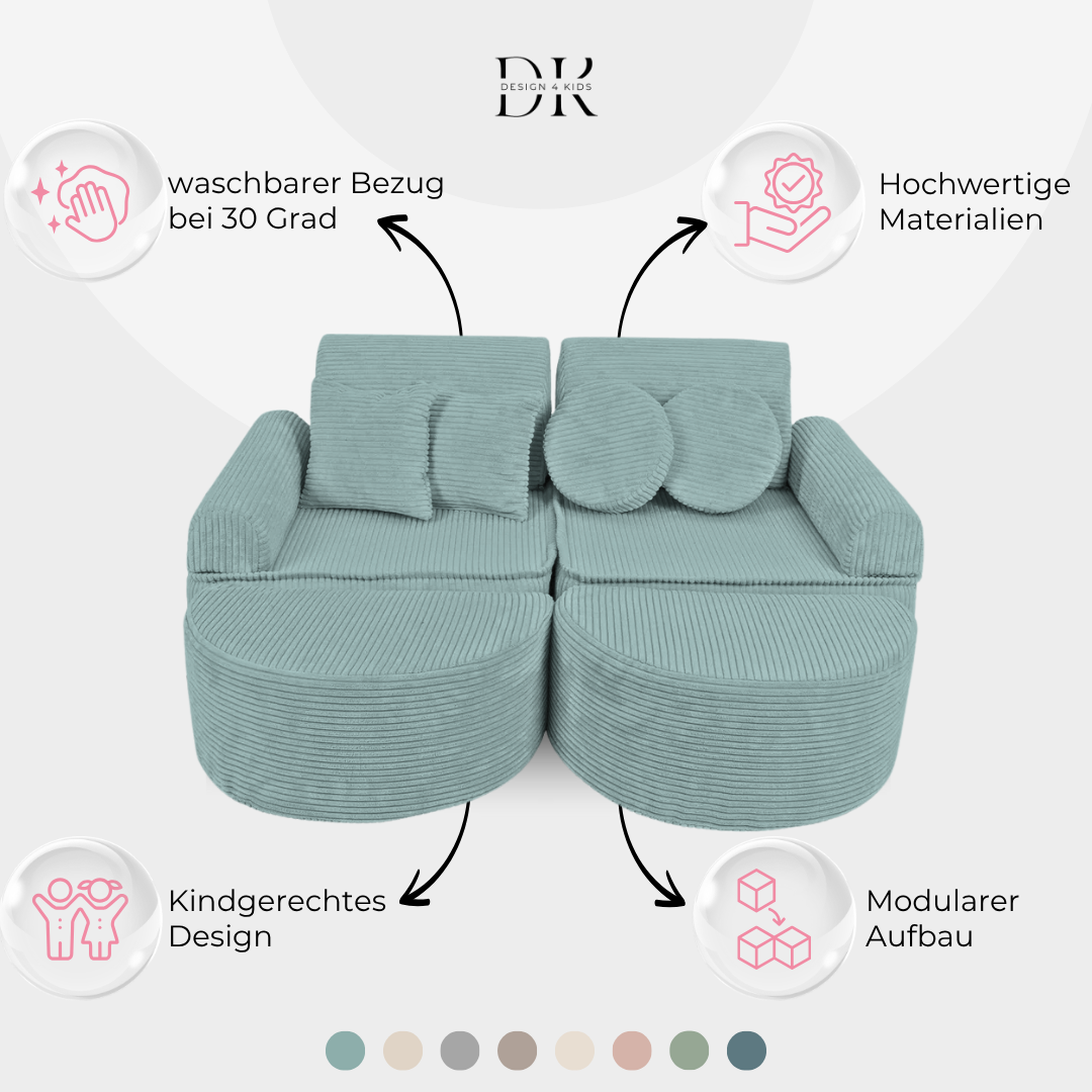 Design4Kids Mini Spielsofa Jewel Cord Max