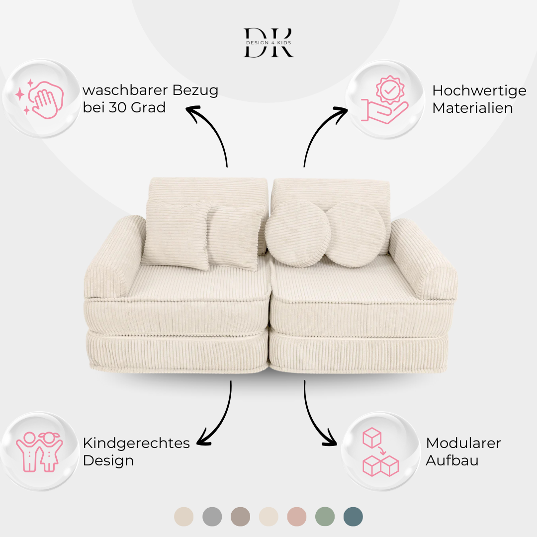 Design4Kids Mini Spielsofa Jewel Cord Plus