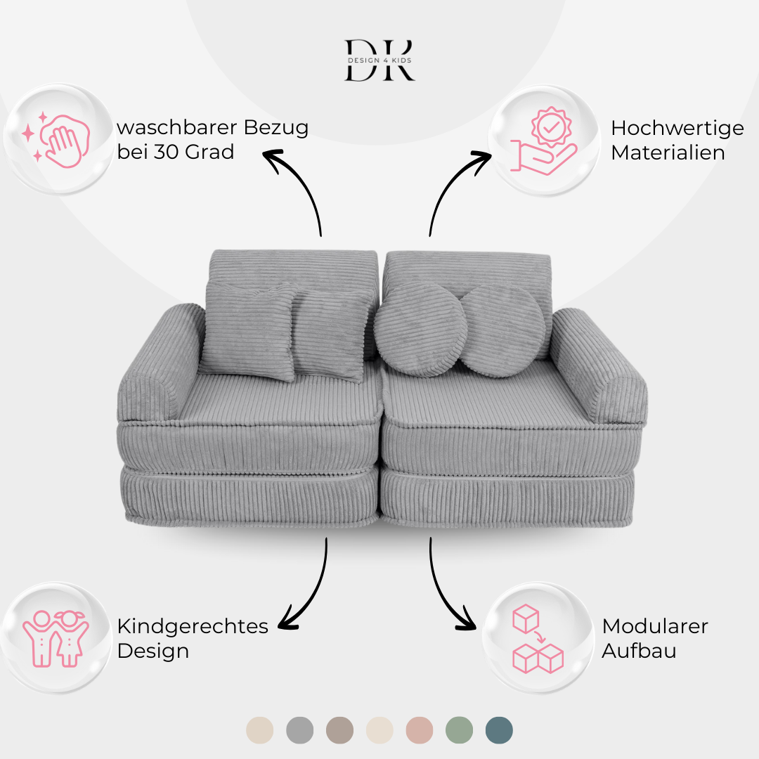 Design4Kids Mini Spielsofa Jewel Cord Plus