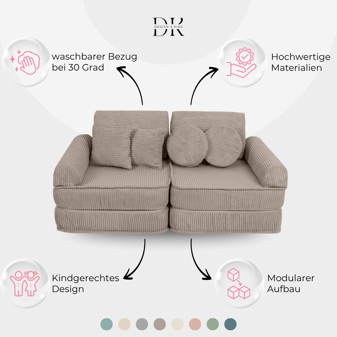 Design4Kids Mini Spielsofa Jewel Cord Plus