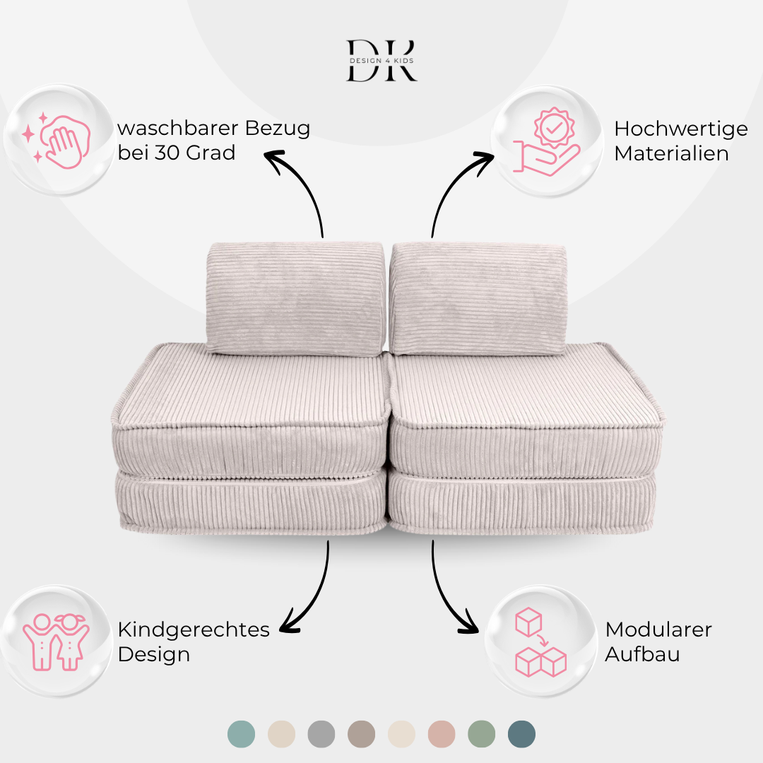 Design4Kids Mini Spielsofa Jewel Cord Basic