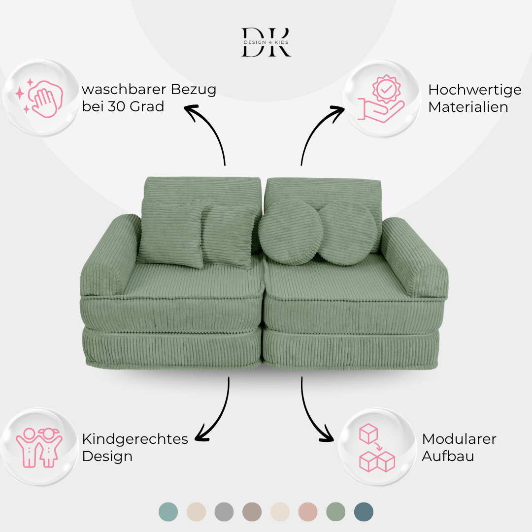 Design4Kids Mini Spielsofa Jewel Cord Plus