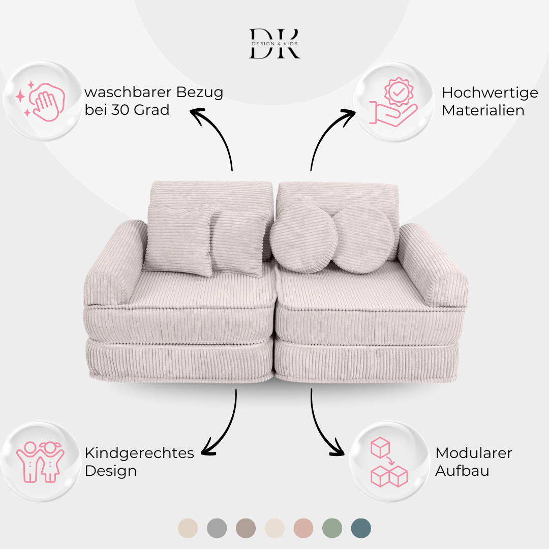 Design4Kids Mini Spielsofa Jewel Cord Plus