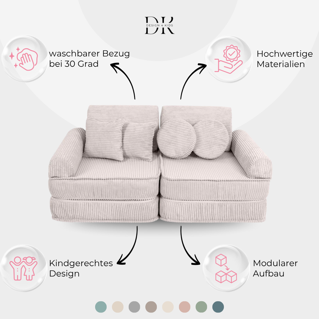 Design4Kids Mini Spielsofa Jewel Cord Plus