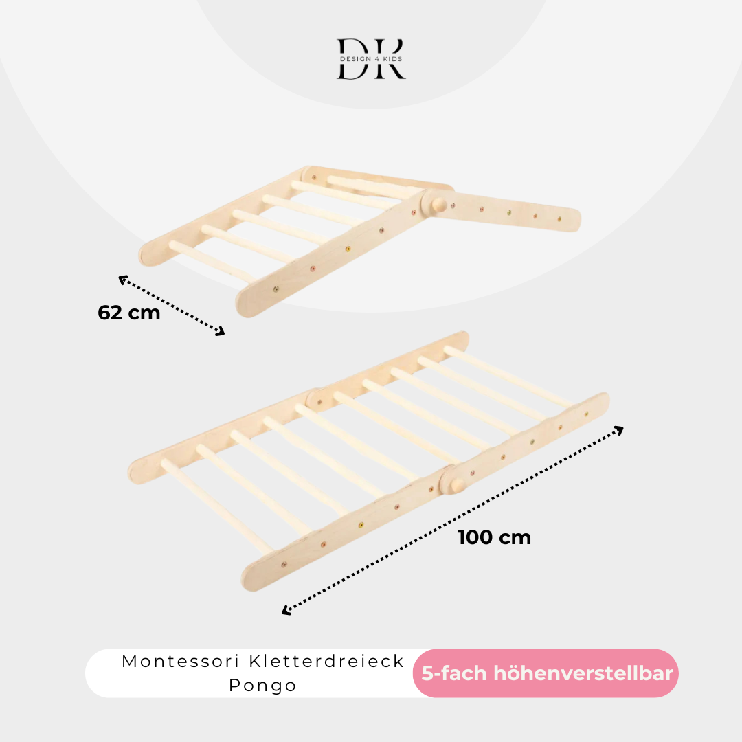 Design4Kids Montessori Kletterset Galagos - Pikler Kletterdreieck mit Rutsche und Kletterbogen