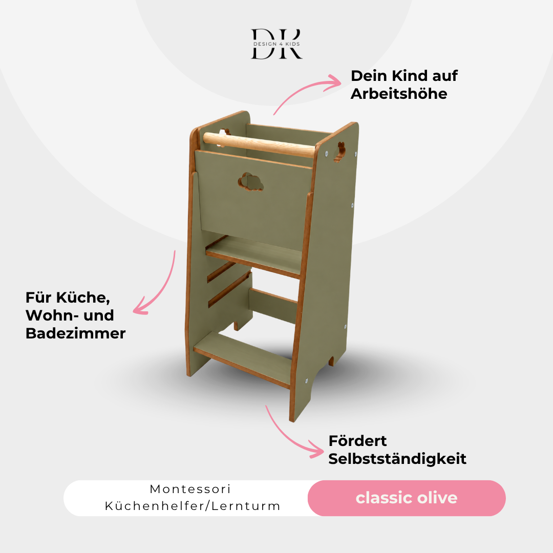 Design4Kids Montessori Küchenhelfer/Lernturm für Kinder