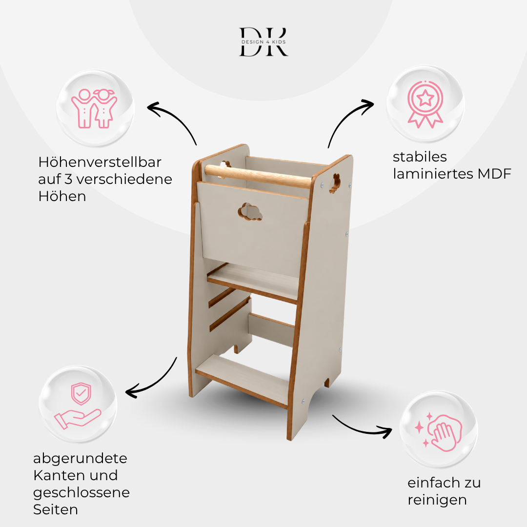 Design4Kids Montessori Küchenhelfer/Lernturm für Kinder
