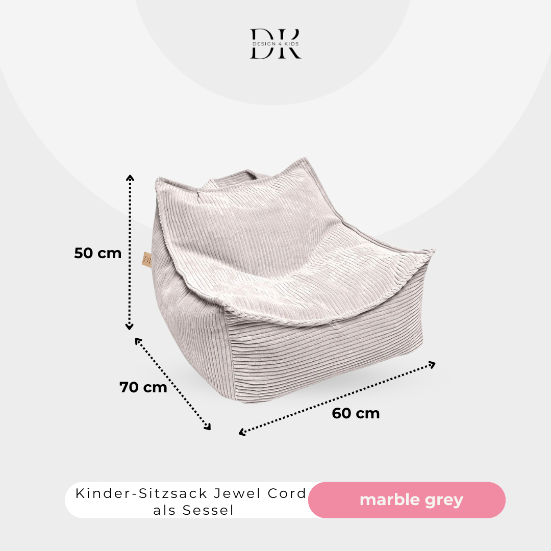 Design4Kids Kinder-Sitzsack Jewel Cord als Sessel