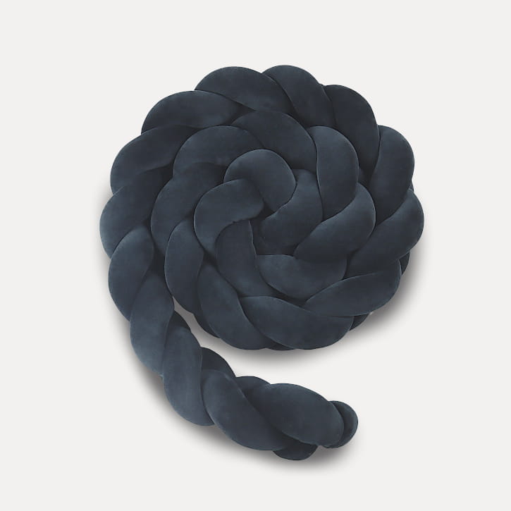Design4kids 3-Strang Geflecht Bettchenschutz- Graphit Velvet